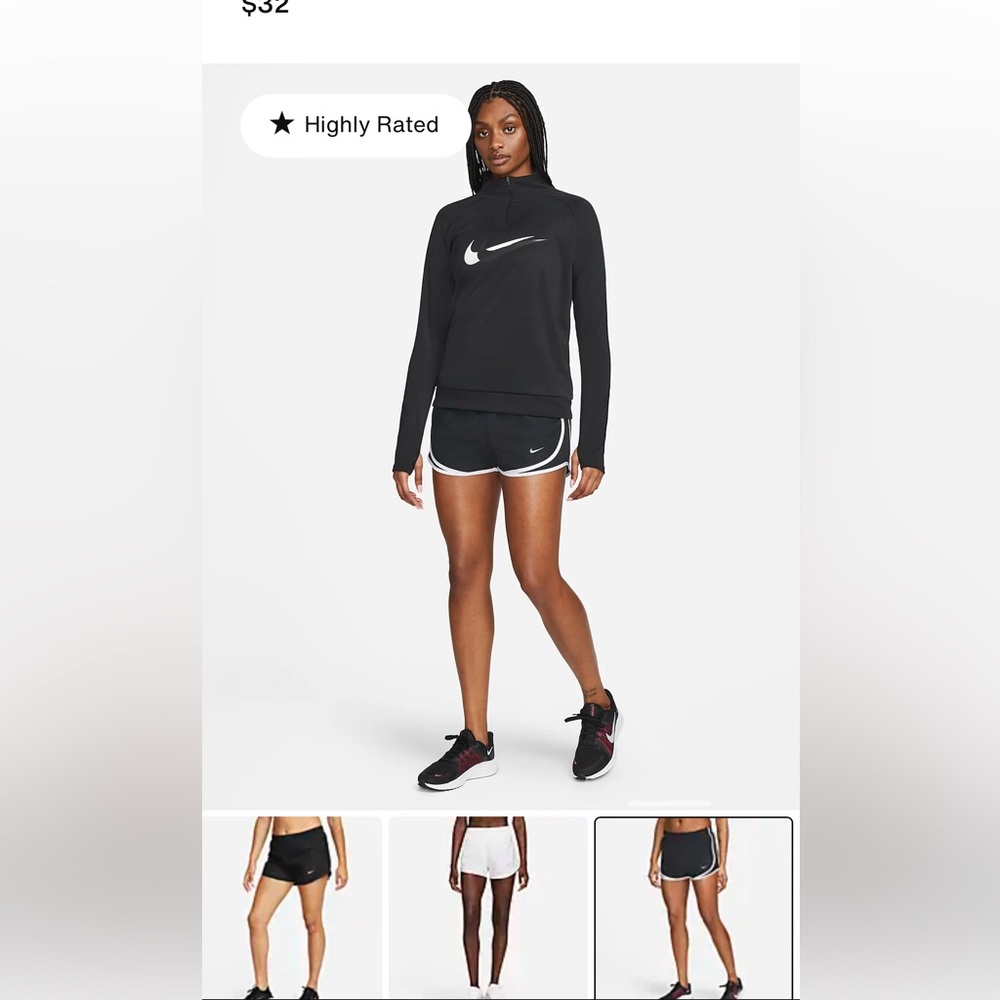 Nike Tempo Women's Brief-Lined Running Shorts 3” Small Black/White